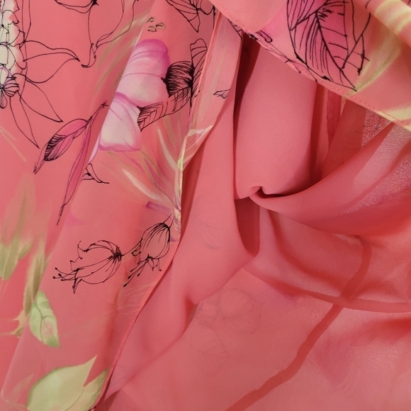 Meghan Matthews Coral Pink Floral Maxi Skirt Womens 16 Flowy Boho Hippie Vtg - Picture 6 of 11